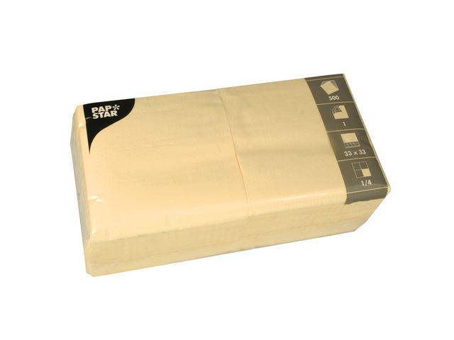 PAPSTAR Servett 1-lags 33x33cm creme, fp om 500 st