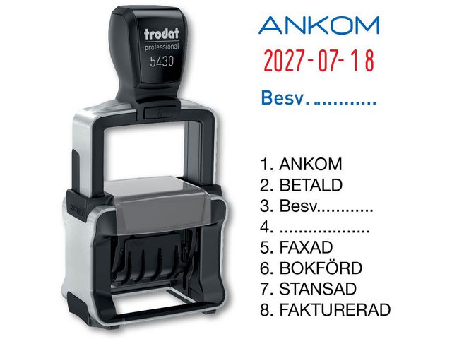 trodat Stämpel 5430/L Datum med standardtexter, st