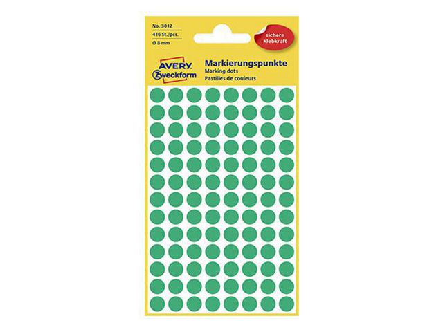 Avery Färgkodningsprickar ø8 mm grön, fp om 416 st