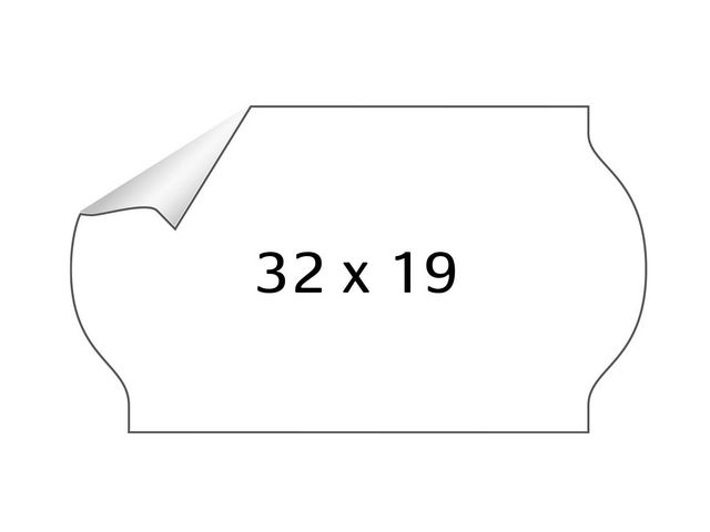 METO Prisetikett 32x19mm avtag vit, rulle om 1000 st
