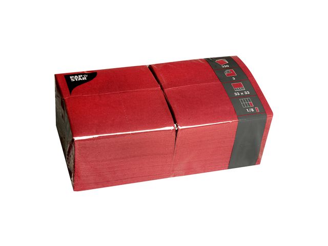 PAPSTAR Engångsservett, 3-lagers, ¼-vikt, 33 cm, bordeaux, fp om 250 st