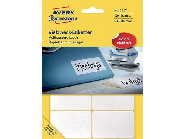 Avery Etikett handskrift 54x35mm, fp om 224 st