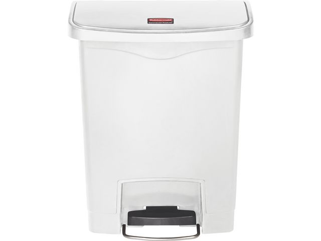 Rubbermaid Commercial Products Pedaltunna, Slim Jim, fliplock, 30 l, fotpedal, polyetylen, vit, st