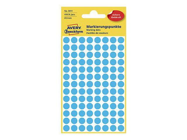 Avery Färgkodningsprickar ø8 mm blå, fp om 416 st