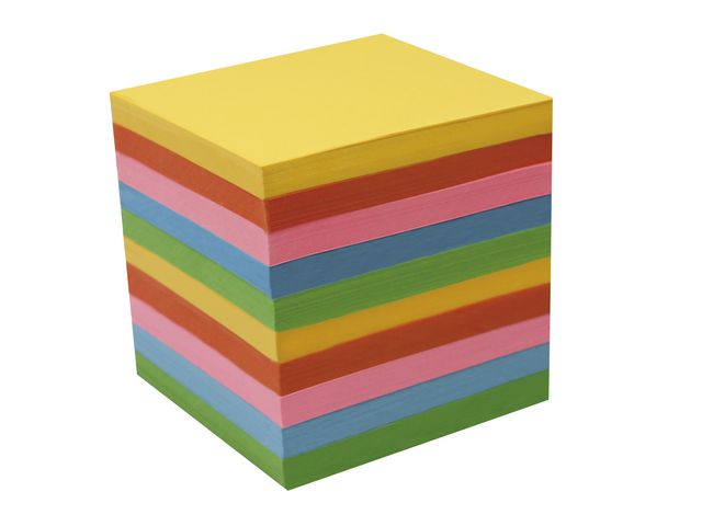 Blockkub 90x90mm 850 ark färgade blad, st