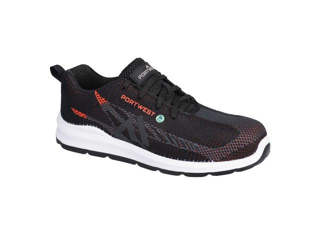 PORTWEST® Skyddssko FC06 S1PS SR FO sv/röd 40, par 2 st