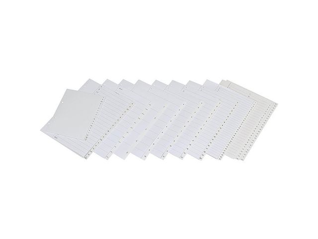 Plastregister A4, polypropylen, A–Ö-flikuppsättning, 297x225/240mm, vit, st