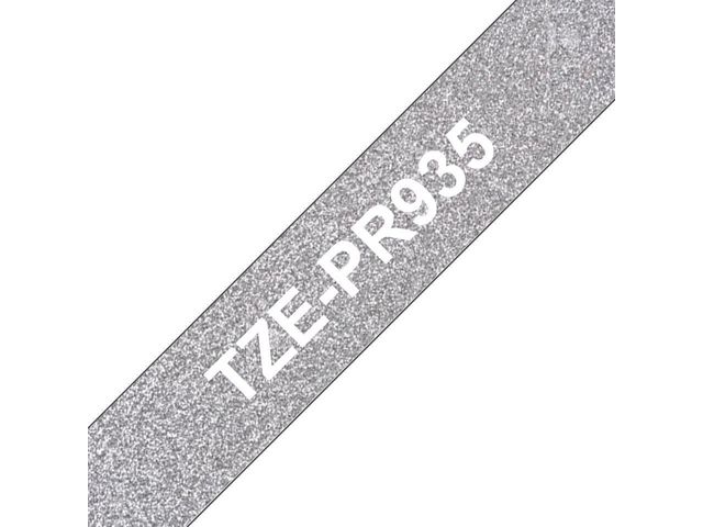 Brother Tape TZEPR935 12mm vit på silver, st