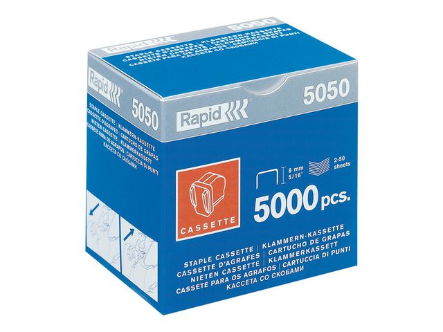 Rapid R5050 häftkassett, 5 000 klamrar, blå/vit, fp om 5000 st