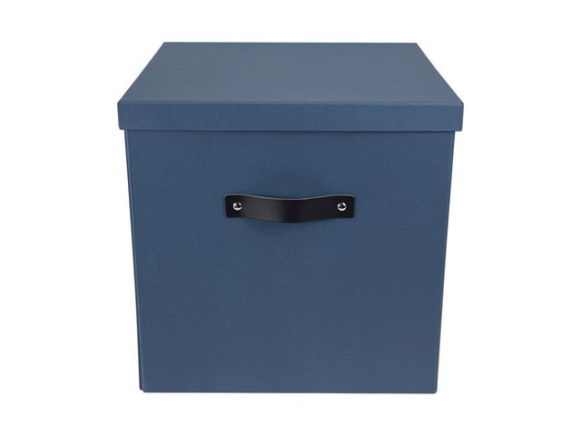Bigso Box Förvaringsbox med lock kartong stor blå, st