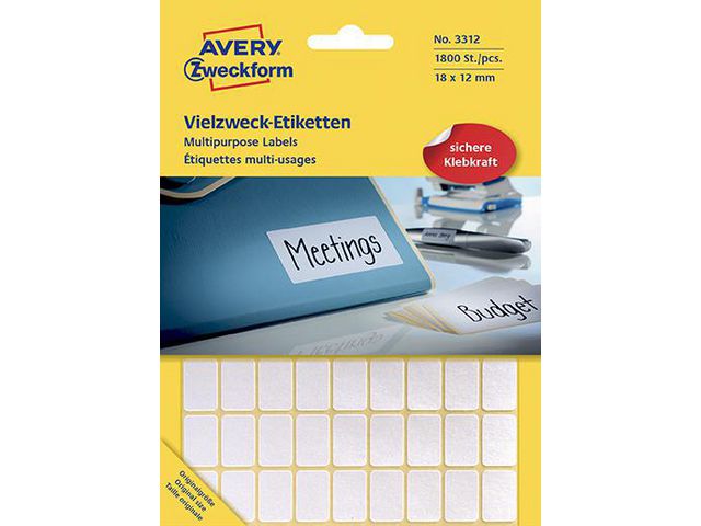 Avery Etikett handskrift 18x12mm, fp om 1800 st