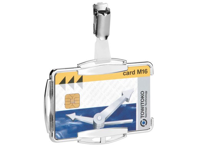 Durable Passerkortshållare med klämma, RFID-säker, mono, 54 x 87 mm, silver, fp om 10 st