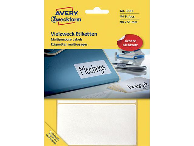 Avery Etikett handskrift 98x51mm, fp om 84 st