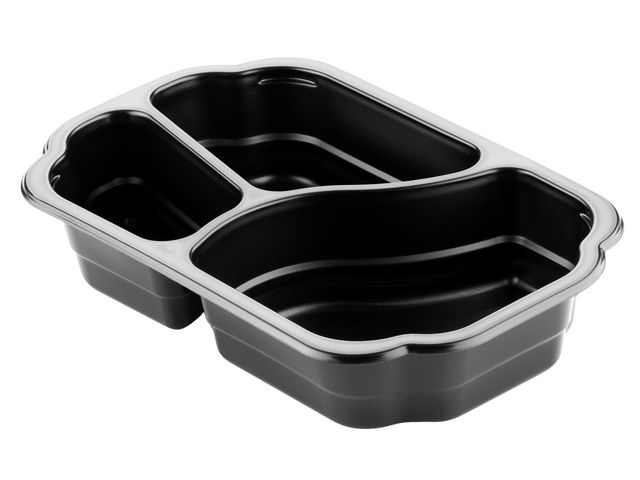 Matbehållare, Duniform, 1,1 l, engångsbruk, 250 x 159 x 48 mm, svart, fp om 246 st