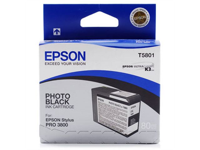 Epson Bläckpatron, T5801, UltraChrome, fotosvart, singelförpackning, C13T580100, st