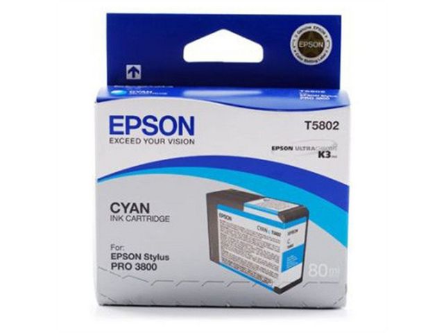 Epson Bläckpatron, T5802, UltraChrome, cyan, singelförpackning, C13T580200, st