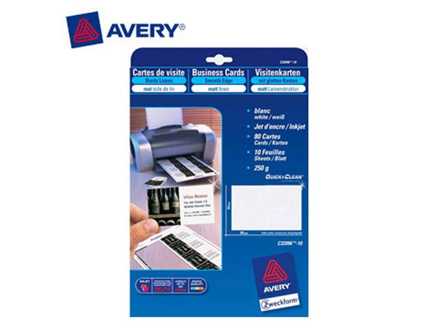 Avery Visitkort laser 270g 85x54mm, fp om 100 st