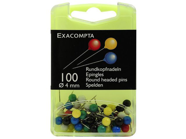 Exacompta Kartnål 4mm sort.färg, fp om 100 st