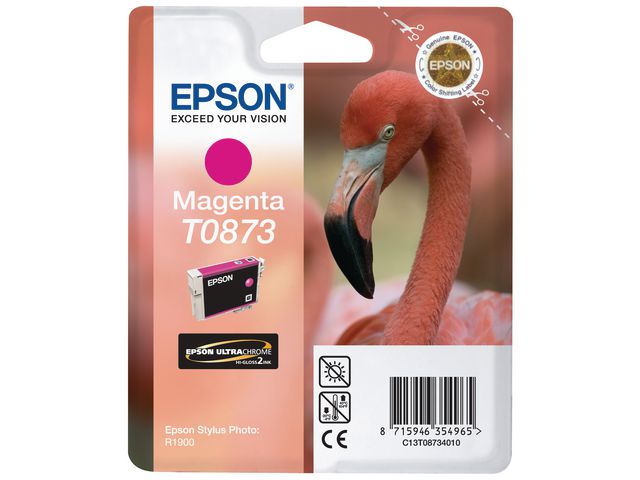 Epson Bläckpatron, Flamingo, T0873, Ultra Chrome HI Gloss 2, magenta, singelförpackning, C13T08734010, st