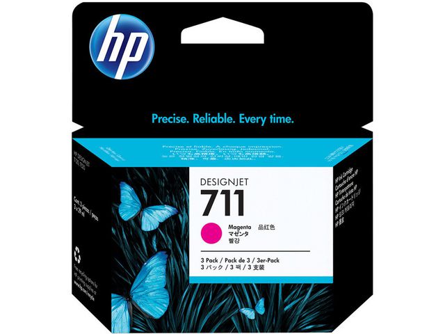 HP Bläckpatron CZ135A 711 Magenta 3/FP, fp om 3 st