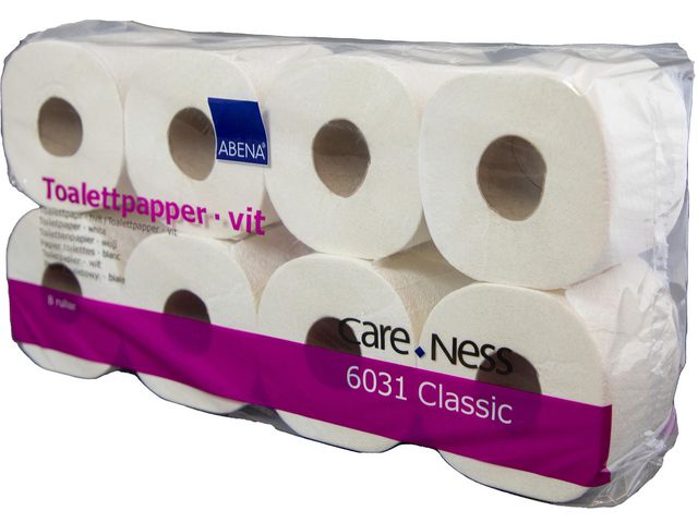 Care-Ness Toalettpapper 2 lags vit, fp om 8 st