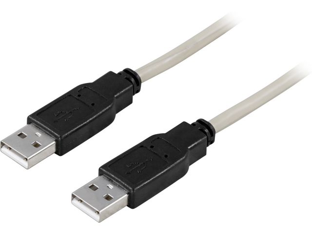 Produktfoto för DELTACO USB2-9, USB-kabel, USB (hane) till USB (hane), USB 2.0, 3 m