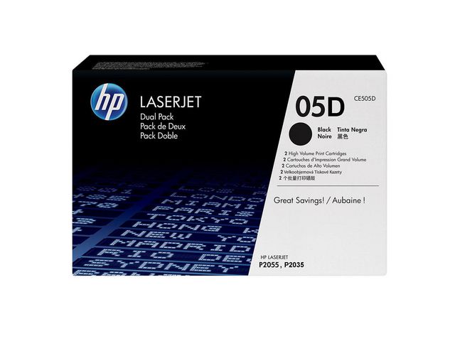 HP Toner CE505D 05A 4,6K Svart 2/FP, fp om 2 st