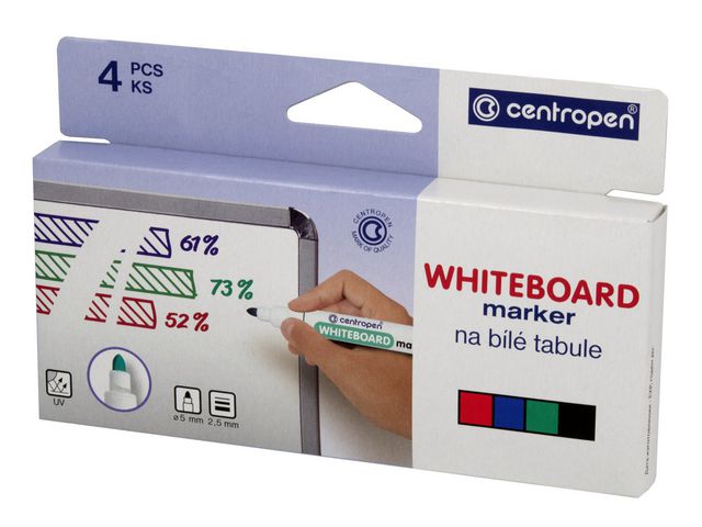 CENTROPEN Whiteboardpenna rund, set om 4 st