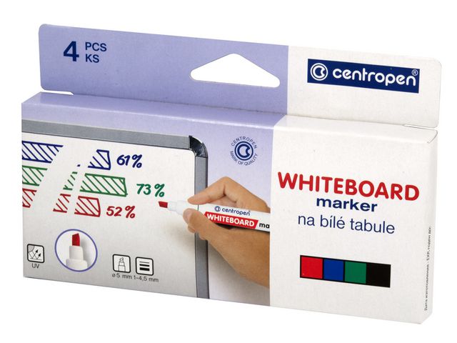 CENTROPEN Whiteboardpenna skuren, set om 4 st
