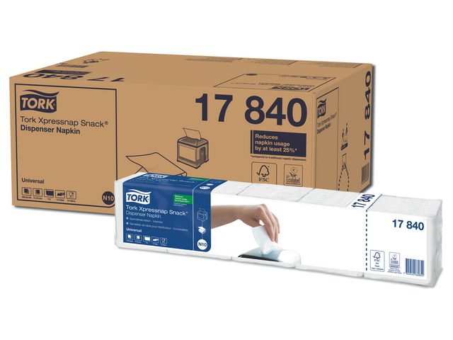 Tork Servett N10, 1-lagers, präglad, ¼-vikt, 21,6 cm, vit, fp om 1125 st