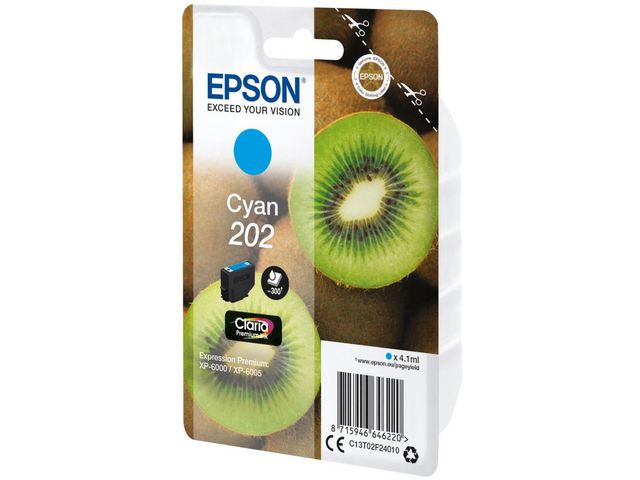 Epson Bläckpatron 202, Kiwi, Claria Premium, cyan, singelförpackning, C13T02F24010, st