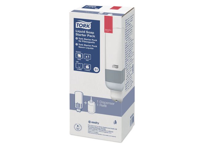 Tork Dispenser med flytande tvål, Elevation startpaket S1, kassett, 1 L, plast, st