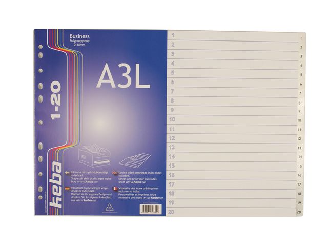 KEBA Plastregister Business LA3 0,18mm PP 1-20 flikar, st