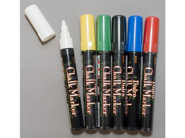 Marvy Märkpenna, Chalk Marker, kulspets, 6 mm linjebredd, olika färger, fp om 6 set