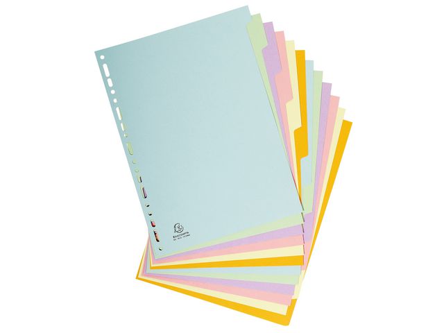 Exacompta Tom avdelare, Presspan, 12 delar, A4, pastell, st