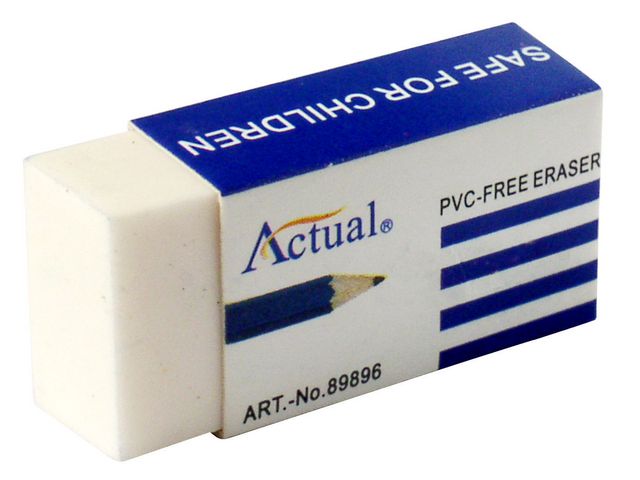 Radergummi ACTUAL 42x11x19mm vit 30/fp, fp om 30 st