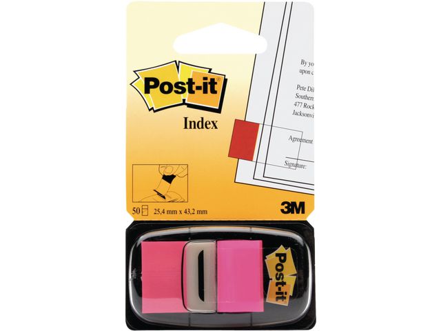 Post-it® Indexflikar, medium 25,4 x 43,2 mm, klarrosa, 680-21, fp om 50 st