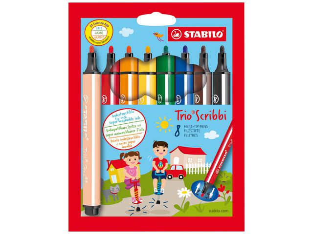 STABILO Fiberpenna Trio Scribbi-penna, fp om 8 st