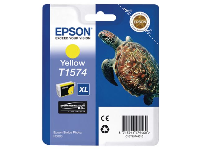 Epson Bläckpatron, T1574, UltraChrome, gul, C13T15744010, st