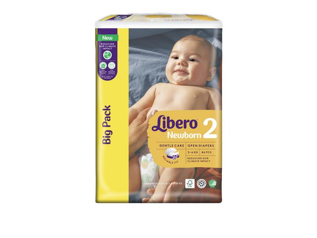 Libero Blöja New Born2 3-6kg, fp om 86 st