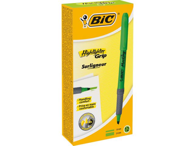 BIC® Överstrykningspenna med rund pennkolv, vattenbaserat bläck, 1,6–3,4 mm, fluorescerande grön, st