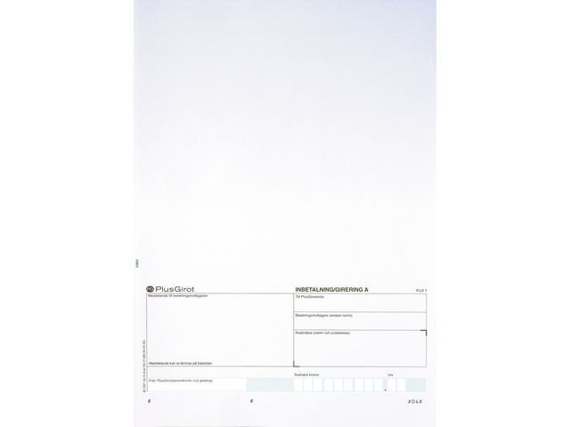 Standardblankett Plusgiro, fp om 250 st