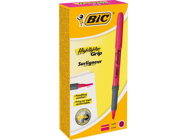 BIC® Överstrykningspenna med rund pennkolv, vattenbaserat bläck, 1,6–3,4 mm, fluorescerande rosa, st