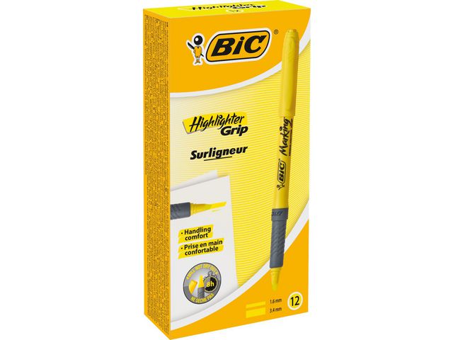 BIC® Överstrykningspenna Brite Liner Grip snedskuren spets, gul, st
