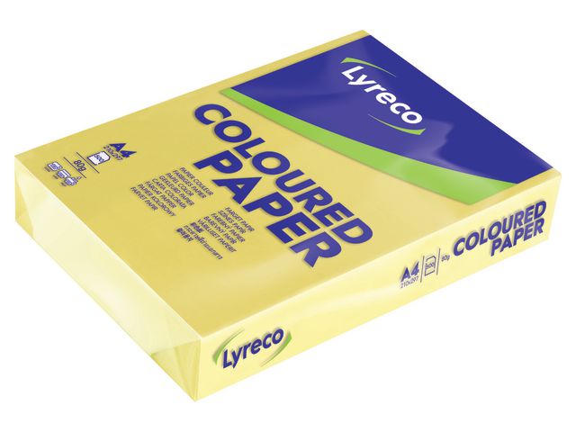 Lyreco Kopieringspapper A4 80g ohålat citrongul, bunt om 500 blad