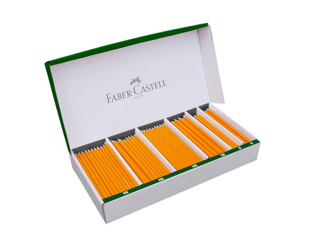 Faber-Castell Blyertspenna, 2B-, B-, H-, HB-stift, sexkantig pennkropp, orange, fp om 300 st
