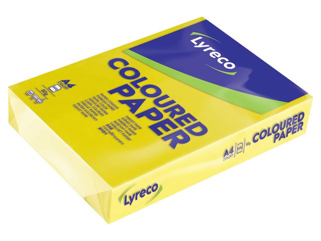 Lyreco Kopieringspapper A4 80g ohålat solgult, bunt om 500 blad