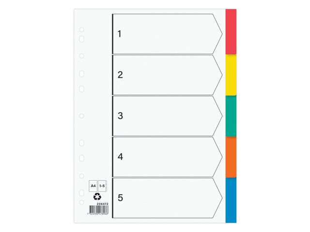Plastregister otryckta A4 5-flik, st