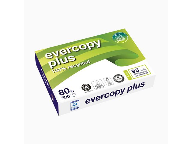 EVERCOPY Kopieringspapper Recycled A4 80g ohålat, bunt om 500 blad