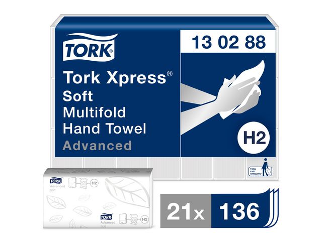 Tork Pappershandduk Advanced H2 Xpress, krt. om 21 x 136 st